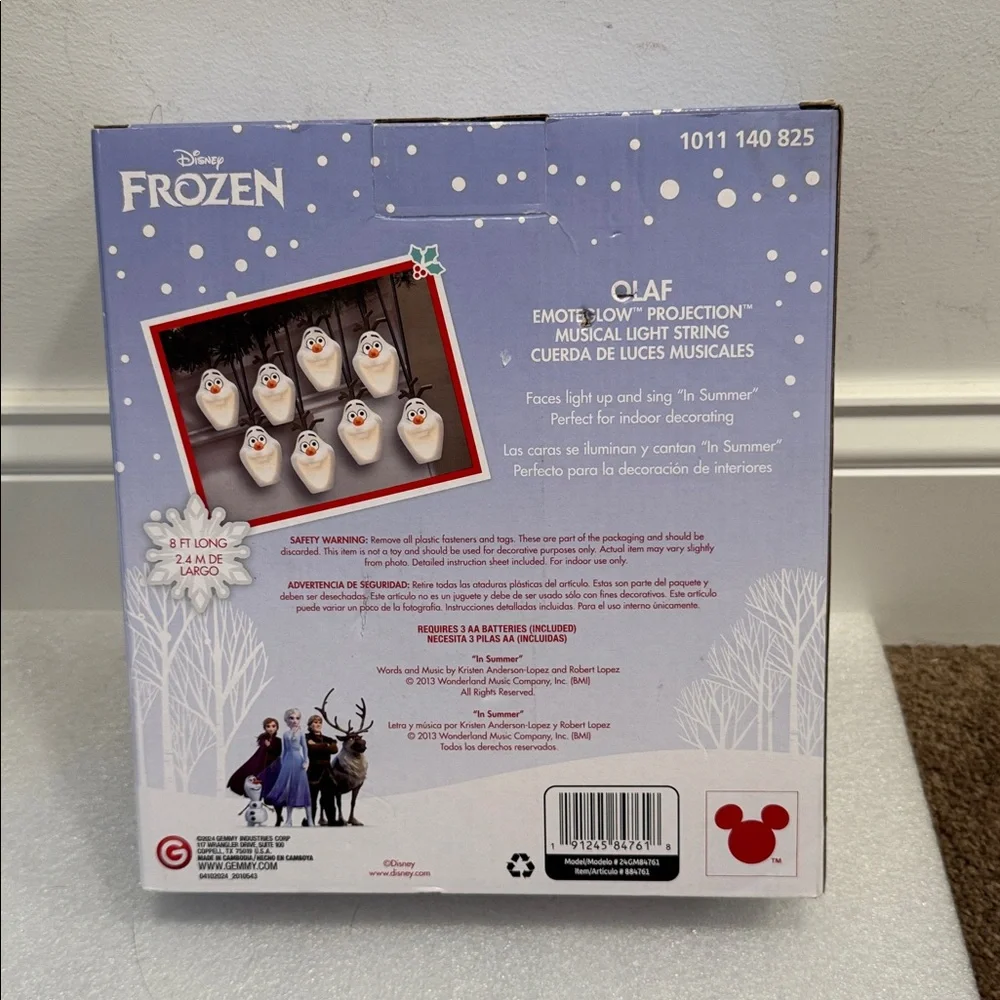 Disney Frozen Olaf Projection Musical Light String 8ft long plays in summer NIB